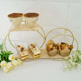 2-Tier Geometric Floating Shelf, Dessert Display Stand With Gold Double Hoop Design