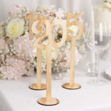 Set of 20 Natural Wooden 1-20 Wedding Table Numbers on Sticks Set With Round Base, 11" Tall Rustic Table Signs