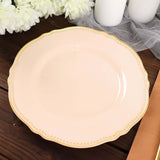 10 Pack | 9inch Nude / Gold Scalloped Rim Disposable Dinner Plates