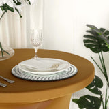 Gold Round Heavy Duty Spandex Cocktail Table Cover With Natural Wavy Drapes