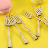 24 Pack | Gold Mini 4inch Heavy Duty Plastic Dessert Forks, Appetizer Forks