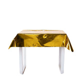 Gold Metallic Foil Square Tablecloth, Disposable Table Cover