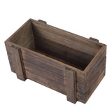 2 Pack | 10x5 inches | Smoked Brown Rustic Natural Wood Planter Box Set With Removable Plastic Liners