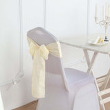 5 Pack | Ivory Linen Chair Sashes, Slubby Textured Wrinkle Resistant Sashes