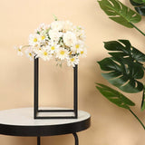 12inch Rectangular Matte Black Metal Wedding Flower Stand, Geometric Column Frame Centerpiece