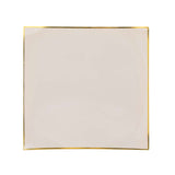 10 Pack | 10inch Taupe / Gold Concave Modern Square Plastic Dinner Disposable Party Plates#whtbkgd