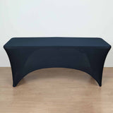 6ft Navy Blue Open Back Stretch Spandex Table Cover, Rectangular Fitted Tablecloth