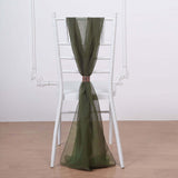 22 inch x 78 inch Olive Green DIY Premium Designer Chiffon Chair Sashes