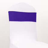 5 Pack Purple Spandex Chair Sashes with Gold Diamond Buckles, Elegant Stretch Chair Bands and Slide