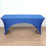 Royal Blue Open Back Stretch Spandex Rectangle Tablecloth 8ft Wrinkle Free Fitted Table