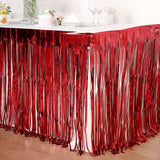 Metallic Foil Fringe Table Skirt, Self Adhesive Party Table Skirt - Red