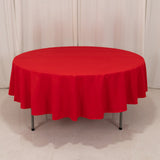 Red Seamless Cotton Linen Blend Round Tablecloth - 90inch