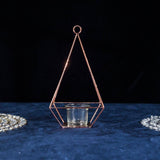 Blush / Rose Gold Pyramid Shaped Tealight Candle Holders, Open Frame Metal Geometric Flower Stand