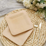 10 Pack | 9inches Eco Friendly Bamboo Square Disposable Dinner Plates