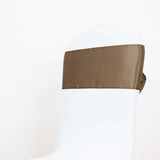 5 Pack | Taupe Satin Chair Sashes - 6inch x 106inch