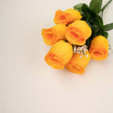 12 Bushes | Orange Artificial Premium Silk Flower Rose Bud Bouquets
