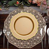 10 Pack | 10Inch Gold Plastic Dinner Plates Disposable Tableware Round With Gold Scalloped Rim