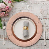 Rose Gold Disposable 13inch Charger Plates, Cardboard Serving Tray, Round with Leathery Texture