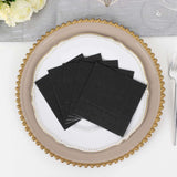 50 Pack Black Soft 2-Ply Disposable Cocktail Napkins, Paper Beverage Napkins 18 GSM