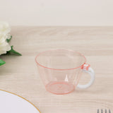 25-Pack Disposable Plastic Coffee Cups with Handles - 6oz Transparent Blush Hard Tea Mugs