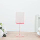 6 Pack Transparent Blush Plastic Reusable Cocktail Glasses With Long Stem