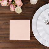 Blush Rose Gold Soft Linen-Feel Airlaid Paper Cocktail Napkins, Highly Absorbent Disposable