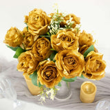 2 Bushes | 18inch Real Touch Gold Artificial Rose Flower Bouquet, Silk Long Stem Flower Arrangements