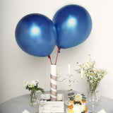 5 Pack | 18Inch Metallic Chrome Royal Blue Latex Helium or Air Balloons