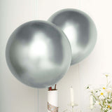 5 Pack | 18Inch Metallic Chrome Silver Latex Helium/Air Party Balloons