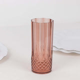 6 Pack 14oz Dusty Rose Crystal Cut Reusable Plastic Cocktail Tumbler Cups