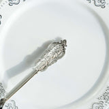 24 Pack | Metallic Silver 8inch Baroque Style Heavy Duty Plastic Forks