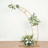 6.5ft Gold Metal Half Crescent Moon Wedding Arbor Frame, Curved Design Arch Flower Balloon Stand