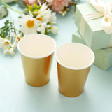 24 Pack | Metallic Gold 9oz Paper Cups, Disposable Party Cup Tableware All Purpose