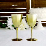 6 Pack | Gold 8oz Plastic Wine Glasses, Disposable Wine Goblets