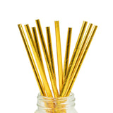 50 Pack | 8inch Metallic Gold Foil Biodegradable Paper Drinking Straws#whtbkgd