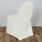 10 Pack Ivory Polyester Banquet Chair Cover, Reusable Stain Resistant Slip On Chair Cover