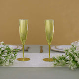 6 Pack | Metallic Gold 5oz Plastic Champagne Flutes Disposable Glasses For Champagne