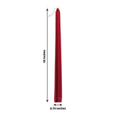 12 Pack | Metallic Red 10inch Premium Wax Taper Candles, Unscented Candles