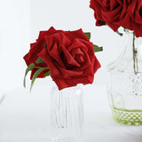 24 Roses | 5inch Red Artificial Foam Flowers With Stem Wire and Leaves