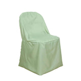 10 Pack Sage Green Polyester Folding Chair Covers, Reusable Stain Resistant Slip On Chair Covers