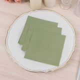 50 Pack Sage Green Soft 2-Ply Disposable Cocktail Napkins, Paper Beverage Napkins 18 GSM - 5inch