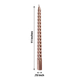 12 Pack 11inch Matte Blush Rose Gold Premium Unscented Spiral Wax Taper Candles