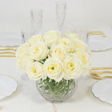 10 Pcs 12inch Artificial Silk Roses - Ivory, Single Stem Rose Flower Bouquet Arrangements