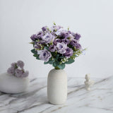 4 Bushes | 12inch Lavender Lilac Real Touch Artificial Silk Rose Flower Bouquet