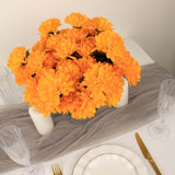 12 Bushes | Orange Artificial Silk Chrysanthemum Flower Bouquets