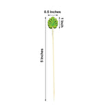 100 Pack | 5inch Tropical Leaf Party Picks, Bamboo Skewers, Decorative Top Cocktail Sticks