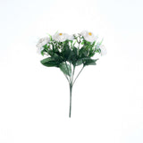 4 Bushes | White Artificial Silk Peony Flower Bouquet Arrangement