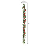 6ft | 20 Red Artificial Silk Roses Flower Garland, Hanging Vine