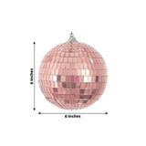 6inch Blush / Rose Gold Foam Disco Mirror Ball With Hanging Strings, Holiday Christmas Ornaments