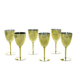 6 Pack | Gold 8oz Plastic Wine Glasses, Disposable Wine Goblets